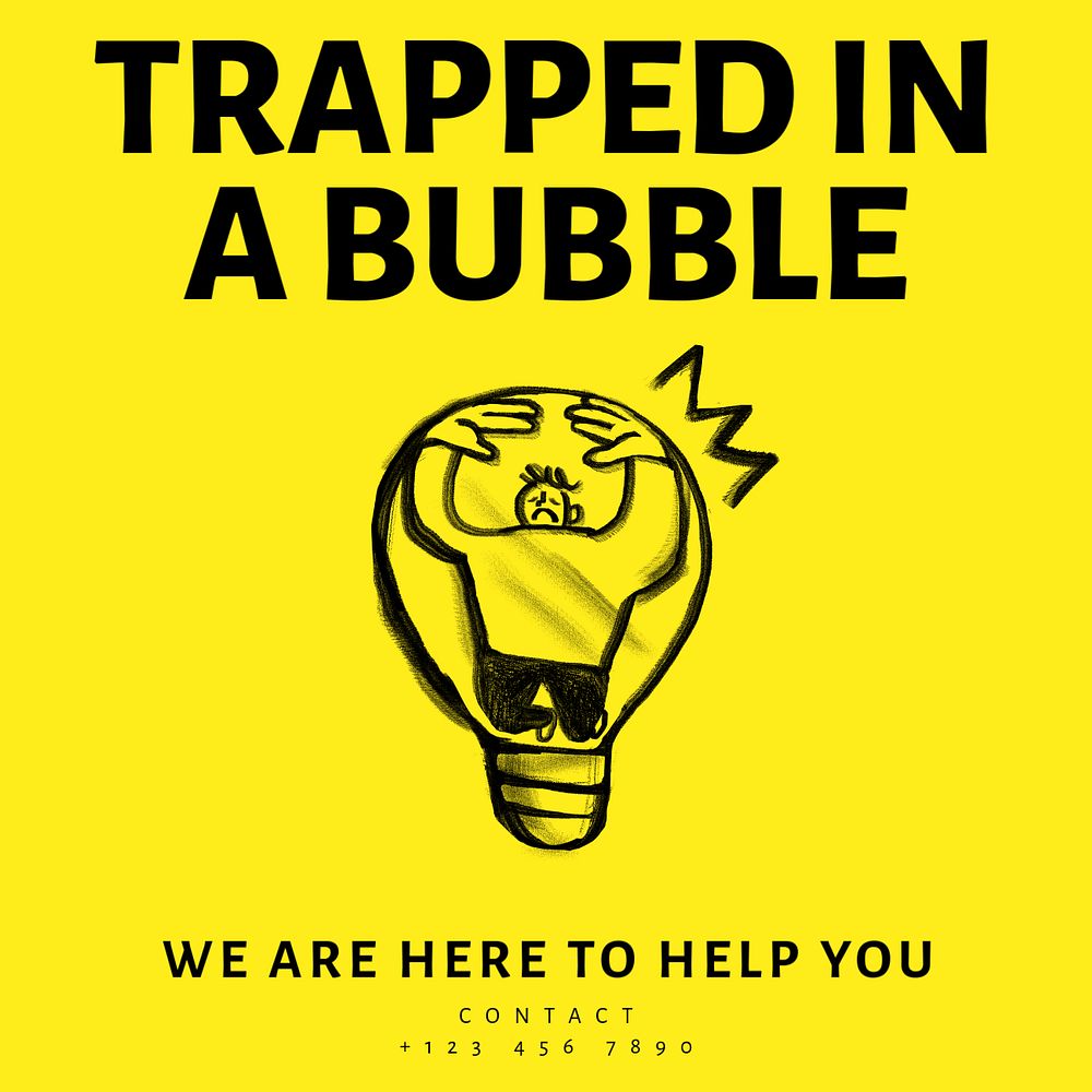 Trapped in bubble Facebook ad template, editable text & design