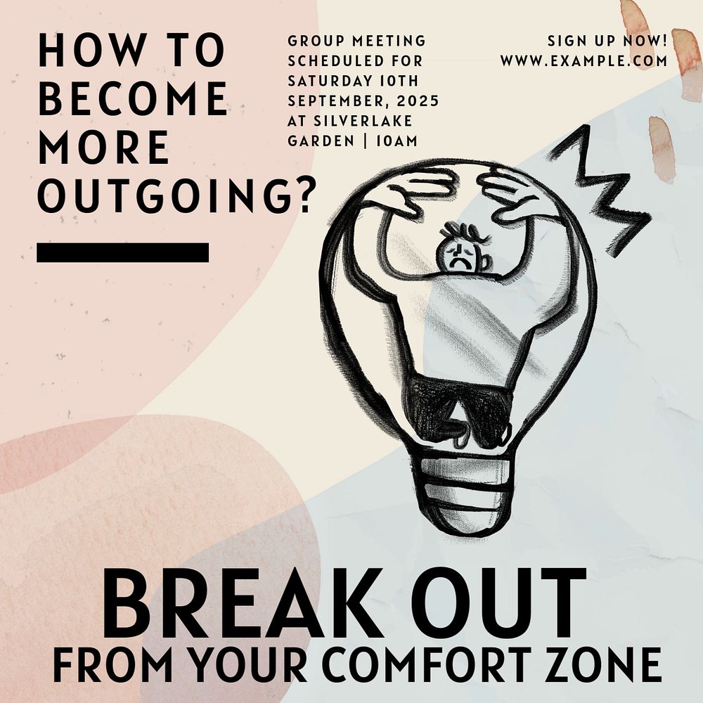 Break your comfort Facebook ad template, editable text & design