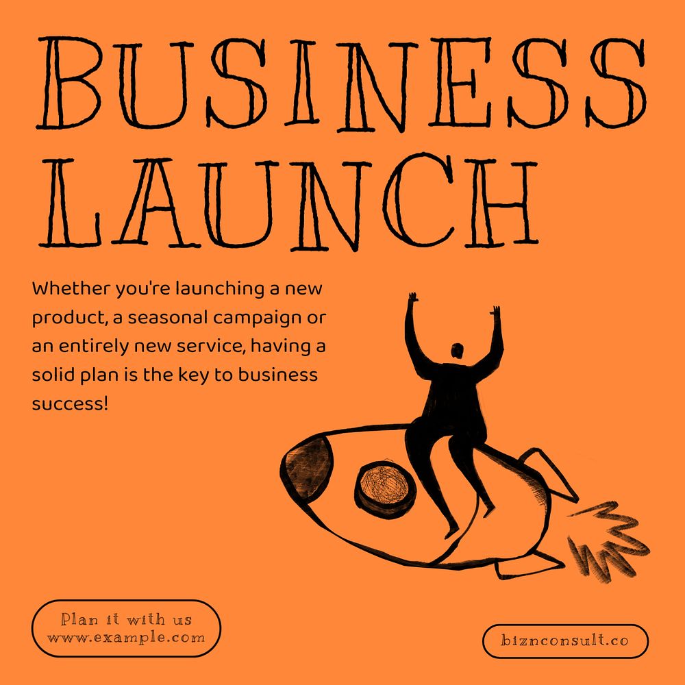 Business launch Facebook ad template, editable text & design