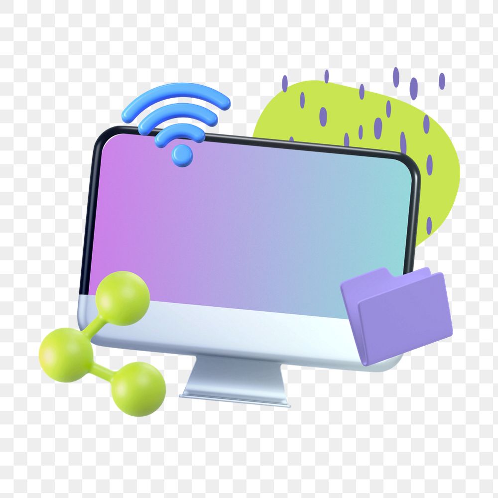 Cute 3D computer  sticker, editable design