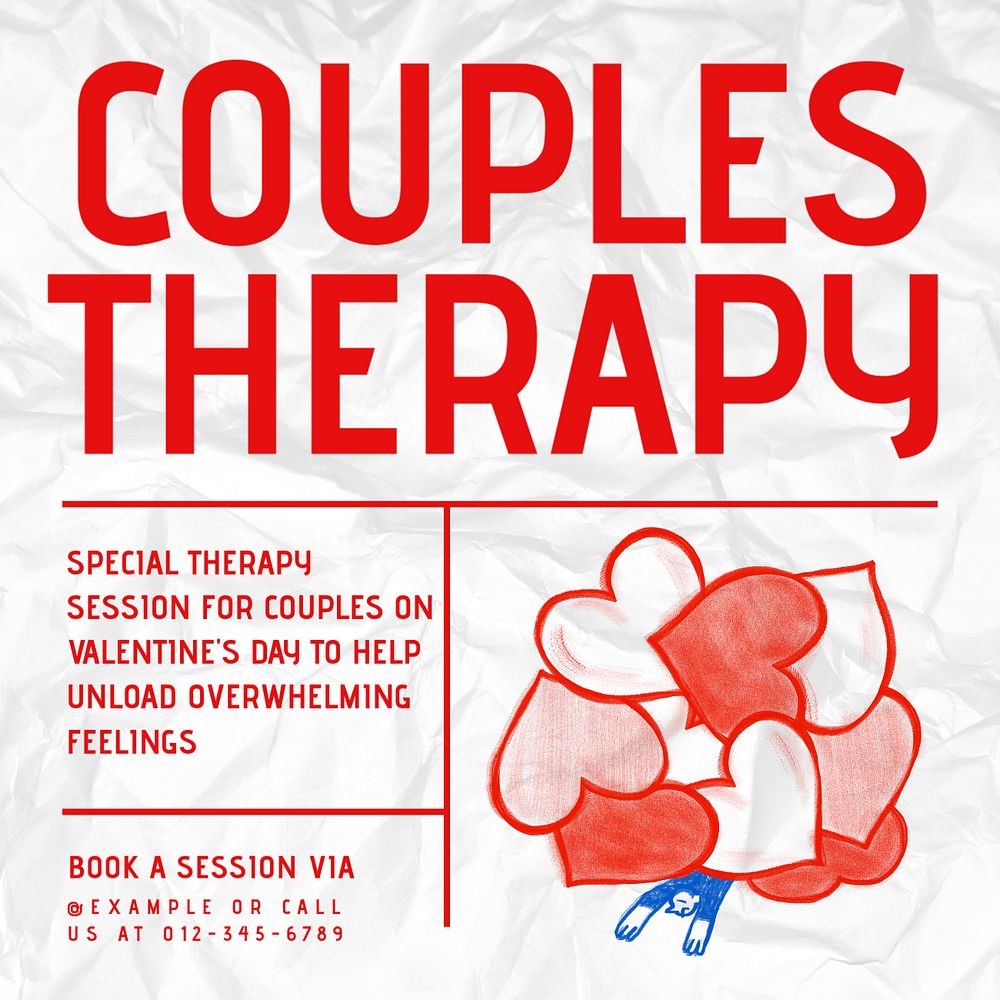 Couples therapy session Facebook ad template, editable text & design