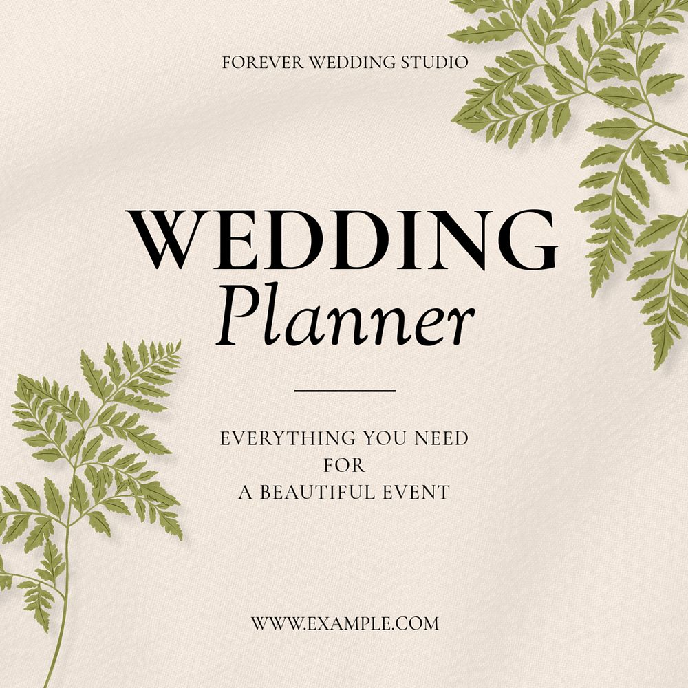 Wedding planner Instagram post template, editable digital painting remix