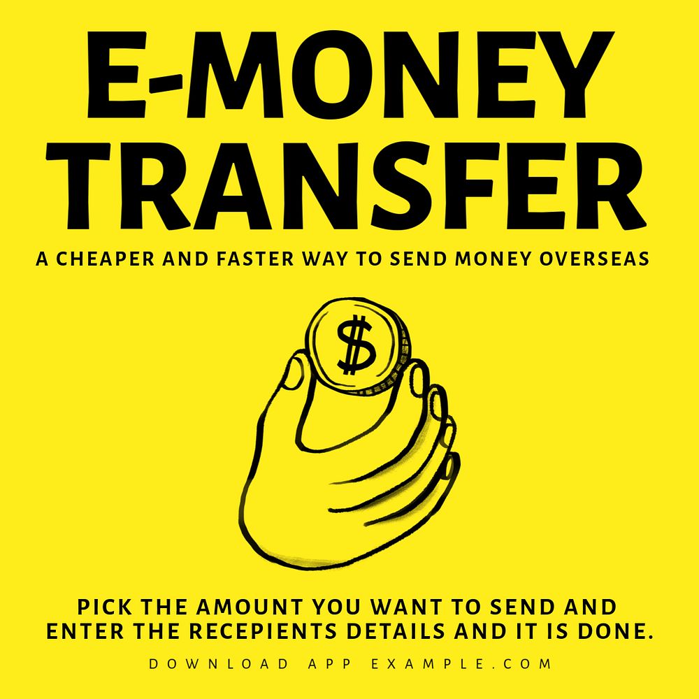 E-money transfer Facebook ad template, editable text & design