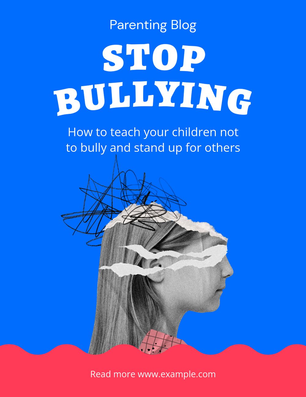 Stop bullying, editable flyer template for branding