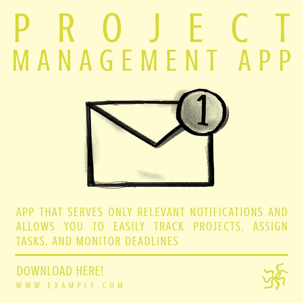 Project management application Facebook ad template, editable text & design