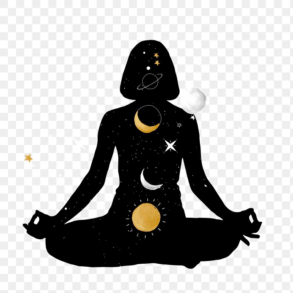 Celestial meditation pose element, editable astrology art design