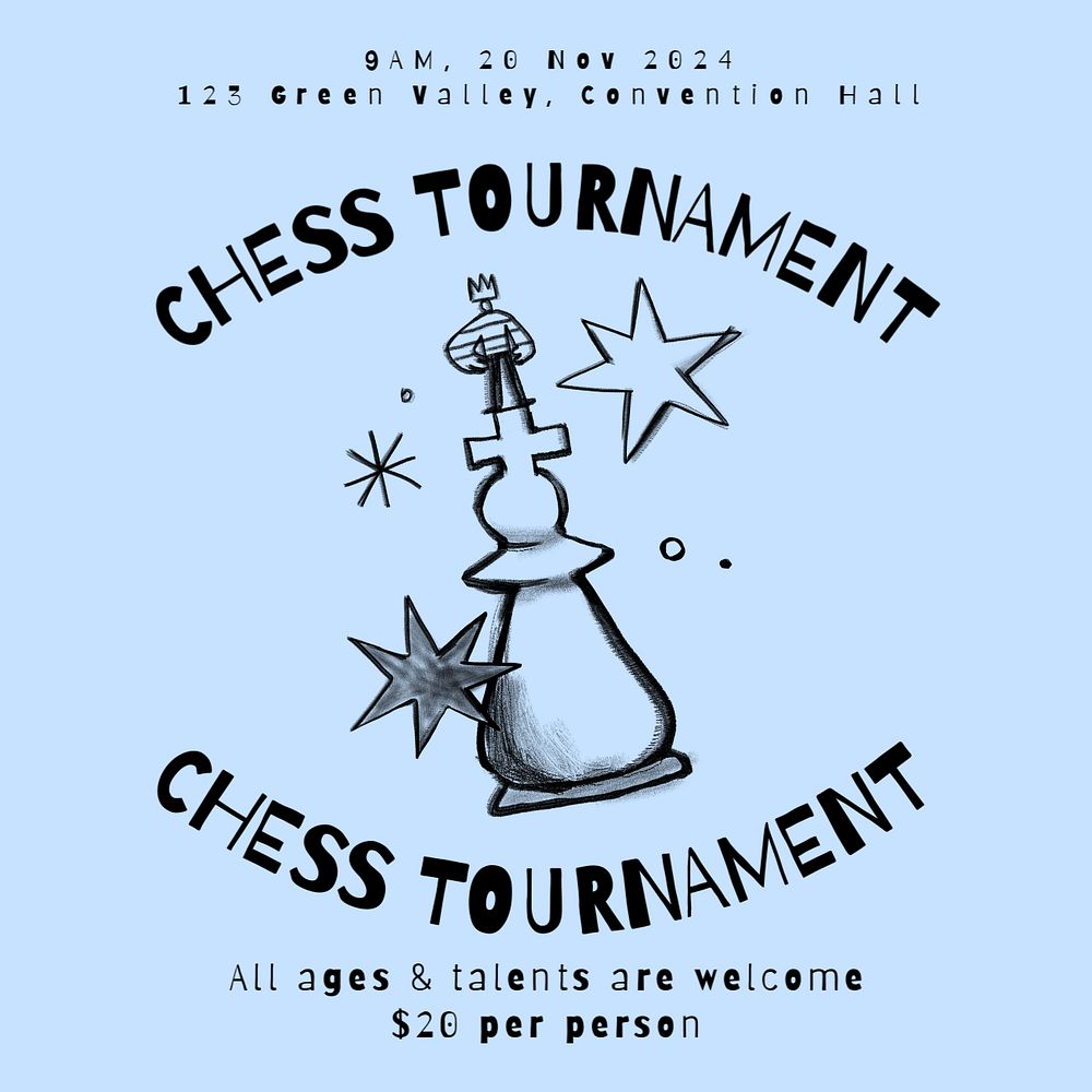 Chess tournament ad Facebook ad template, editable text & design