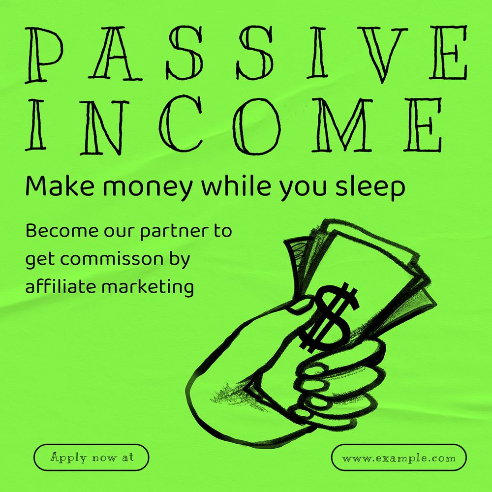 Passive income Facebook ad template, editable text & design