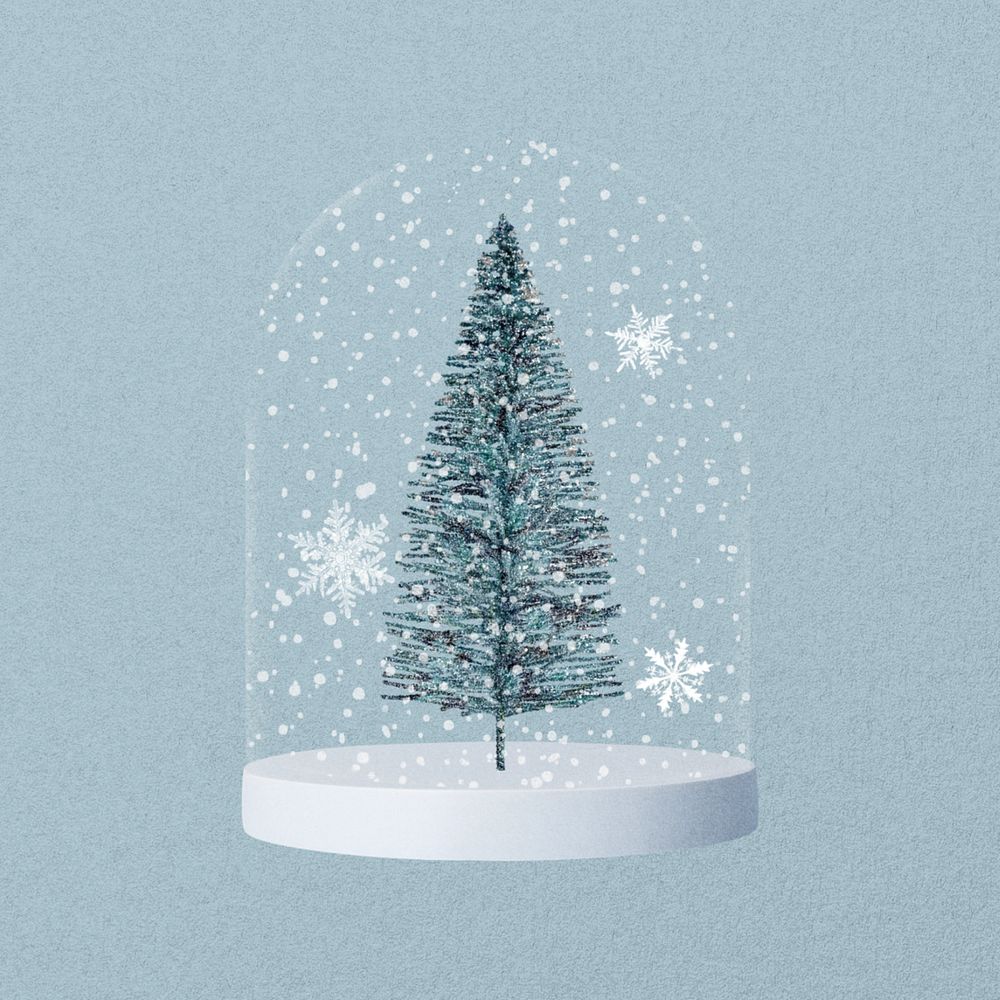 Christmas tree snow globe, editable collage element design