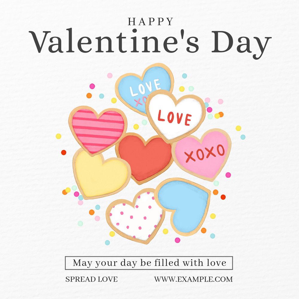 Valentine's day Instagram post template, editable digital painting remix