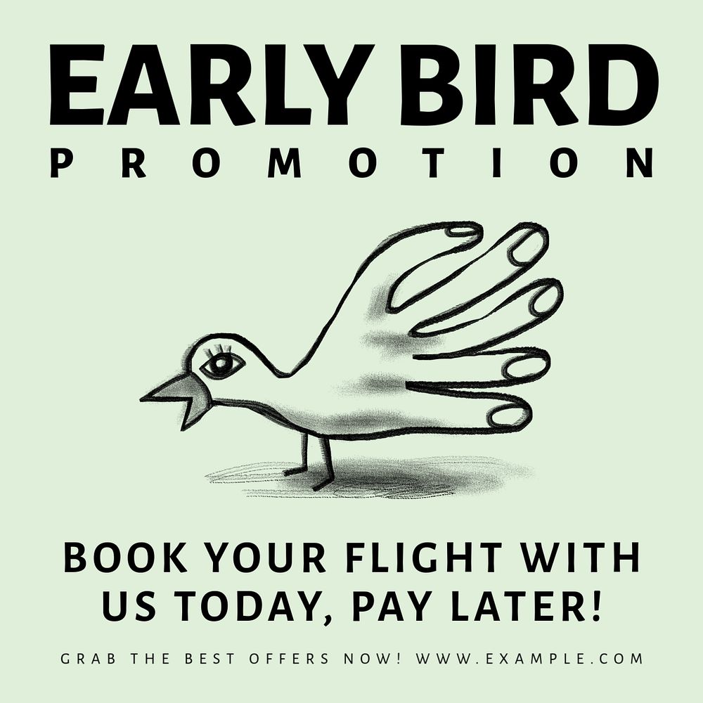 Flight promotion Facebook ad template, editable text & design