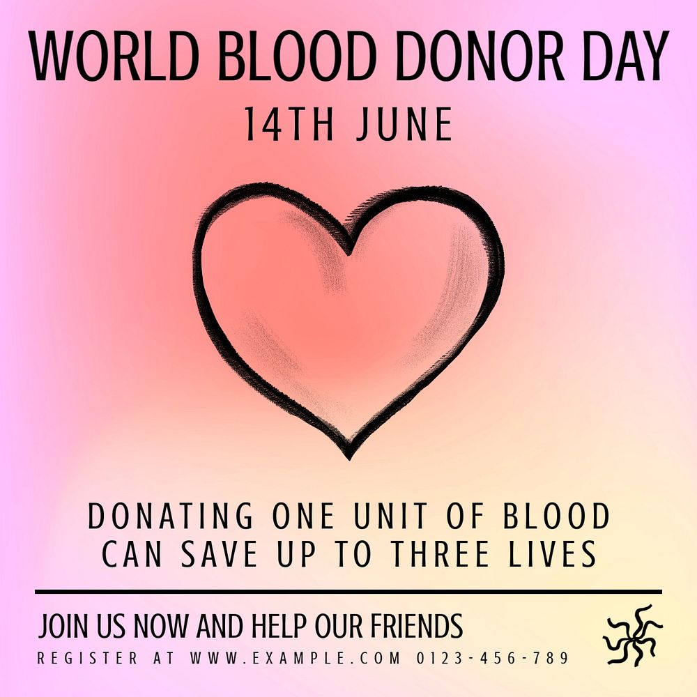 Blood donor day Facebook ad template, editable text & design