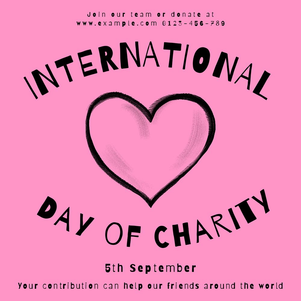 Day of charity Facebook ad template, editable text & design