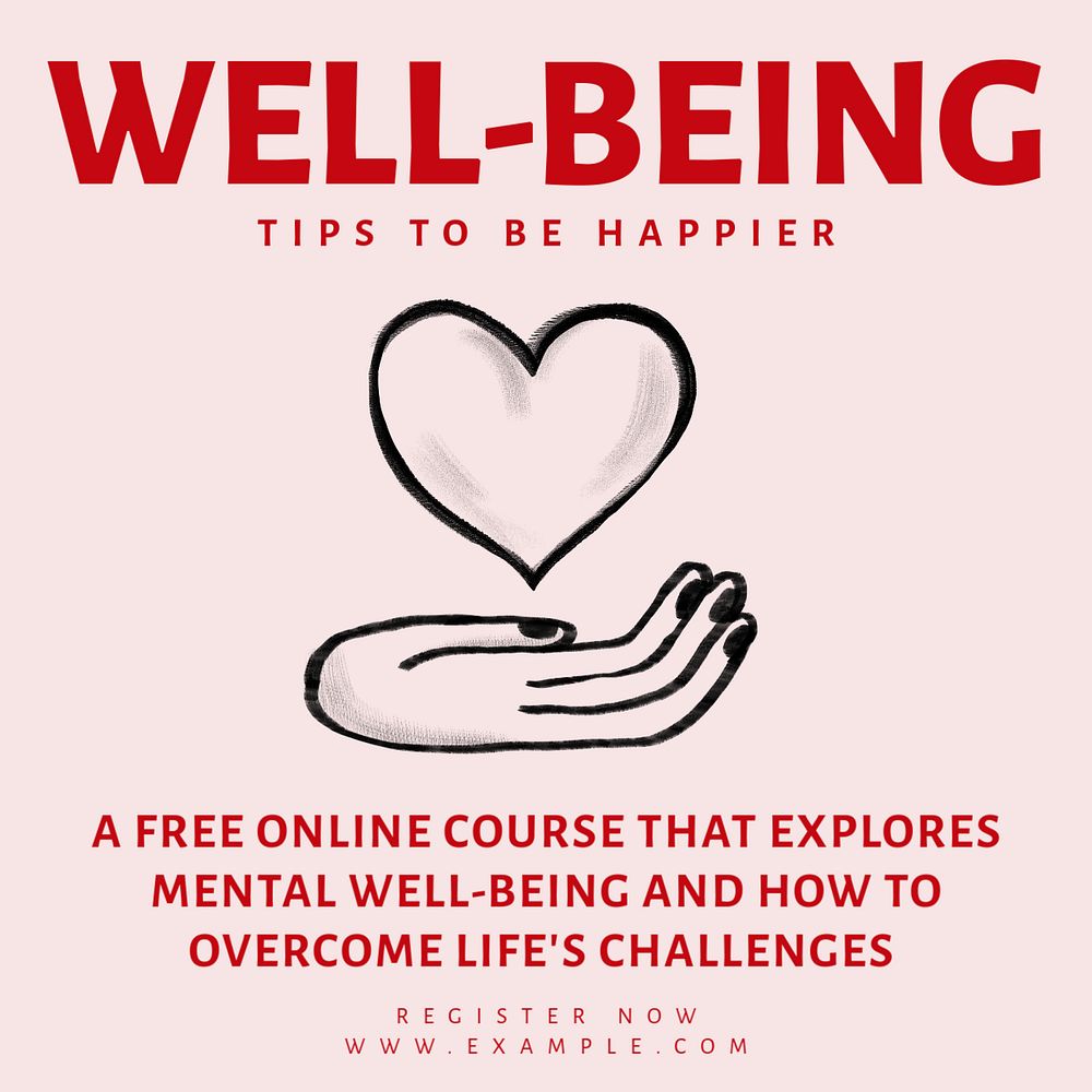 Mental Well-being course Facebook ad template, editable text & design