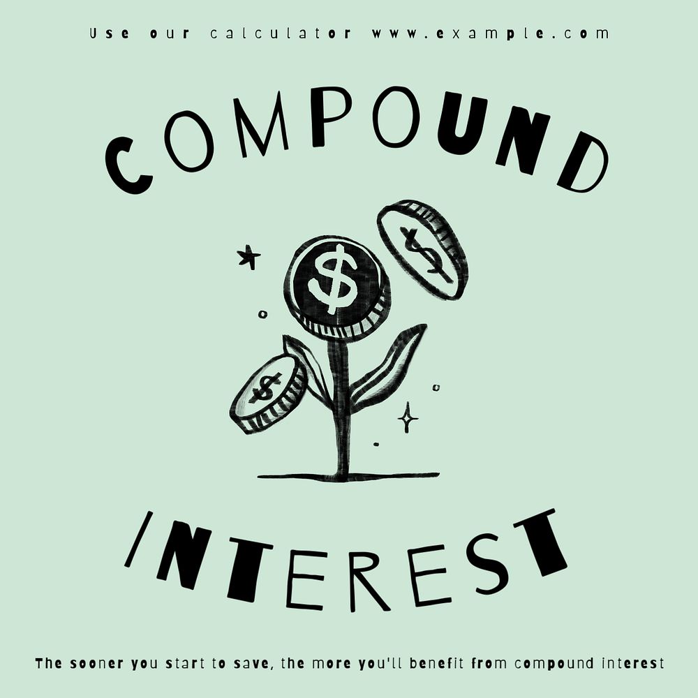 Compound interest Facebook ad template, editable text & design