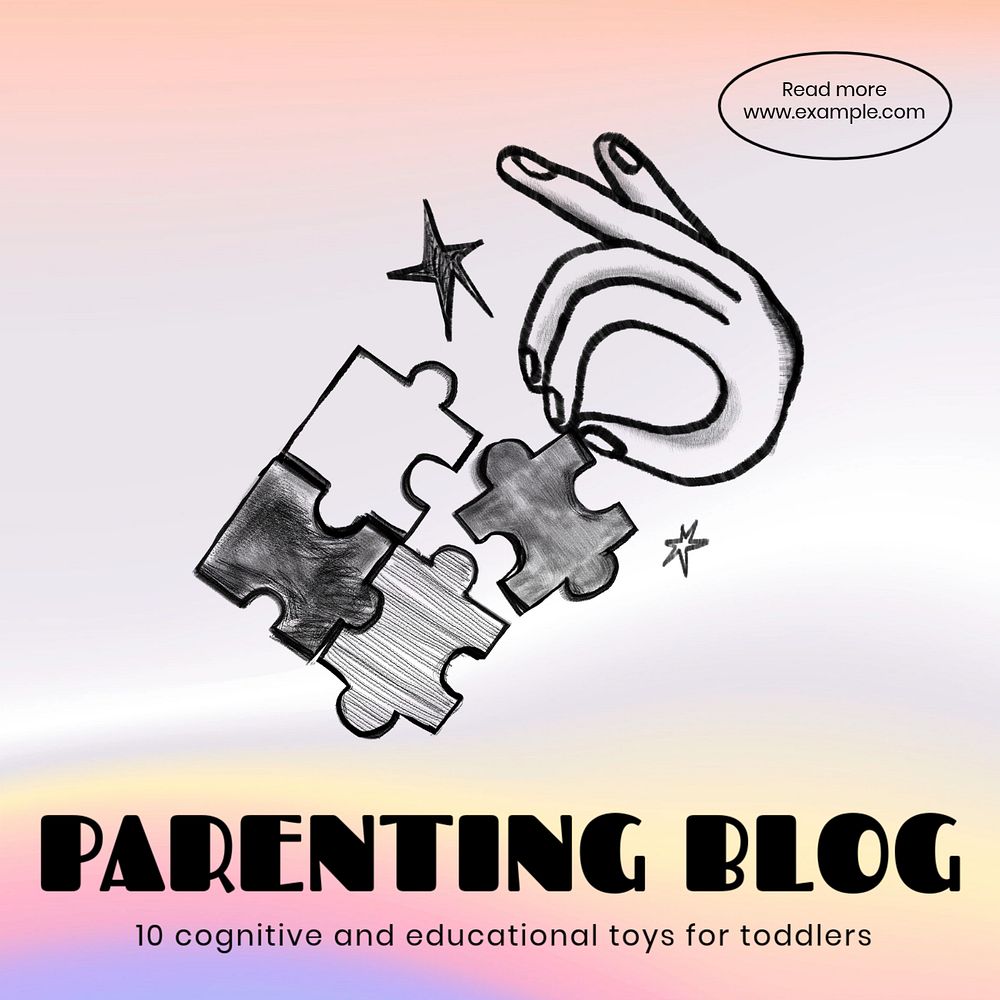 Parenting blog Facebook ad template, editable text & design