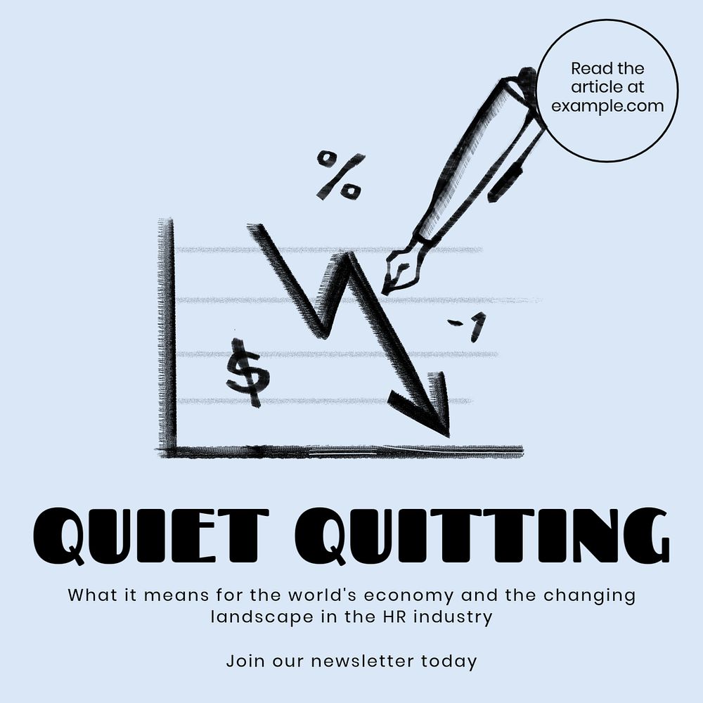 Quiet quitting Facebook ad template, editable text & design