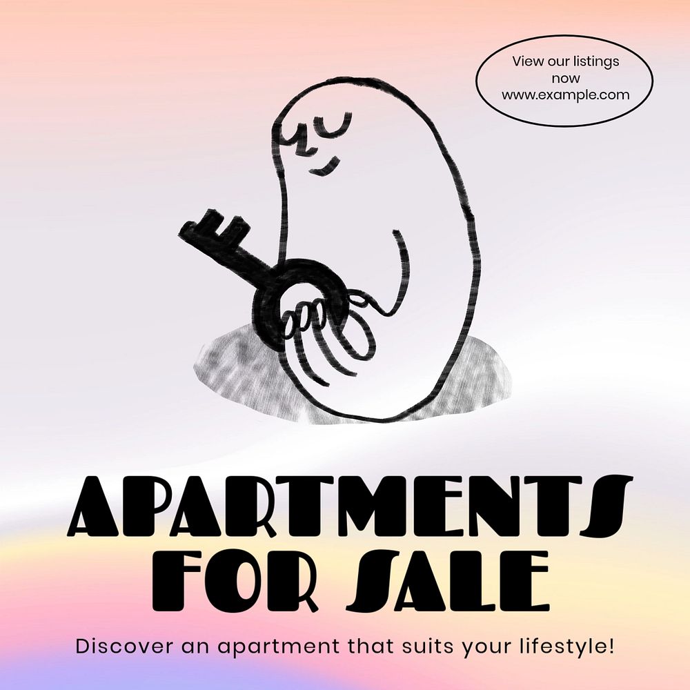 Apartments for sale Facebook ad template, editable text & design