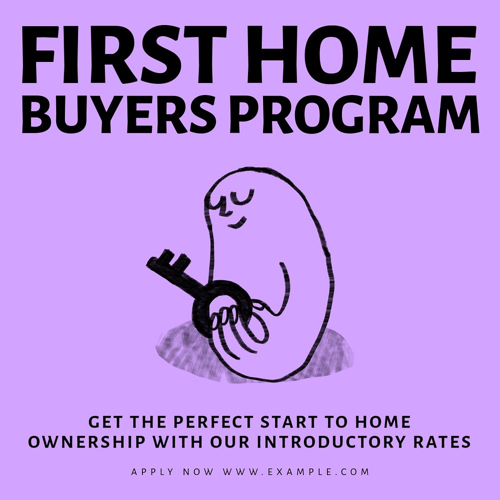 First home Facebook ad template, editable text & design