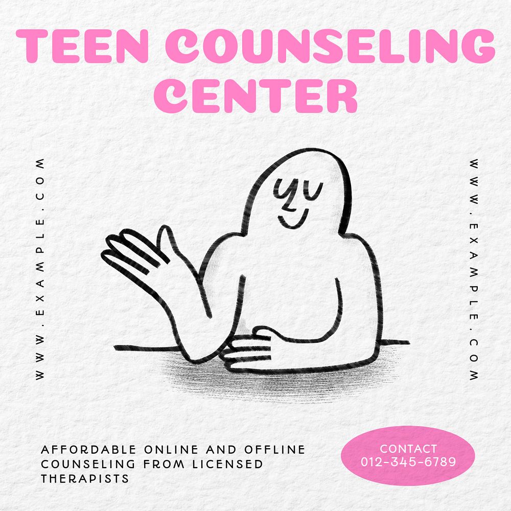 Teen counseling center Facebook ad template, editable text & design