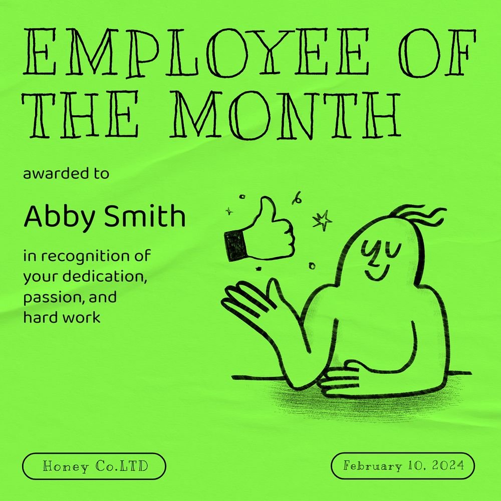 Employee of the month Facebook ad template, editable text & design