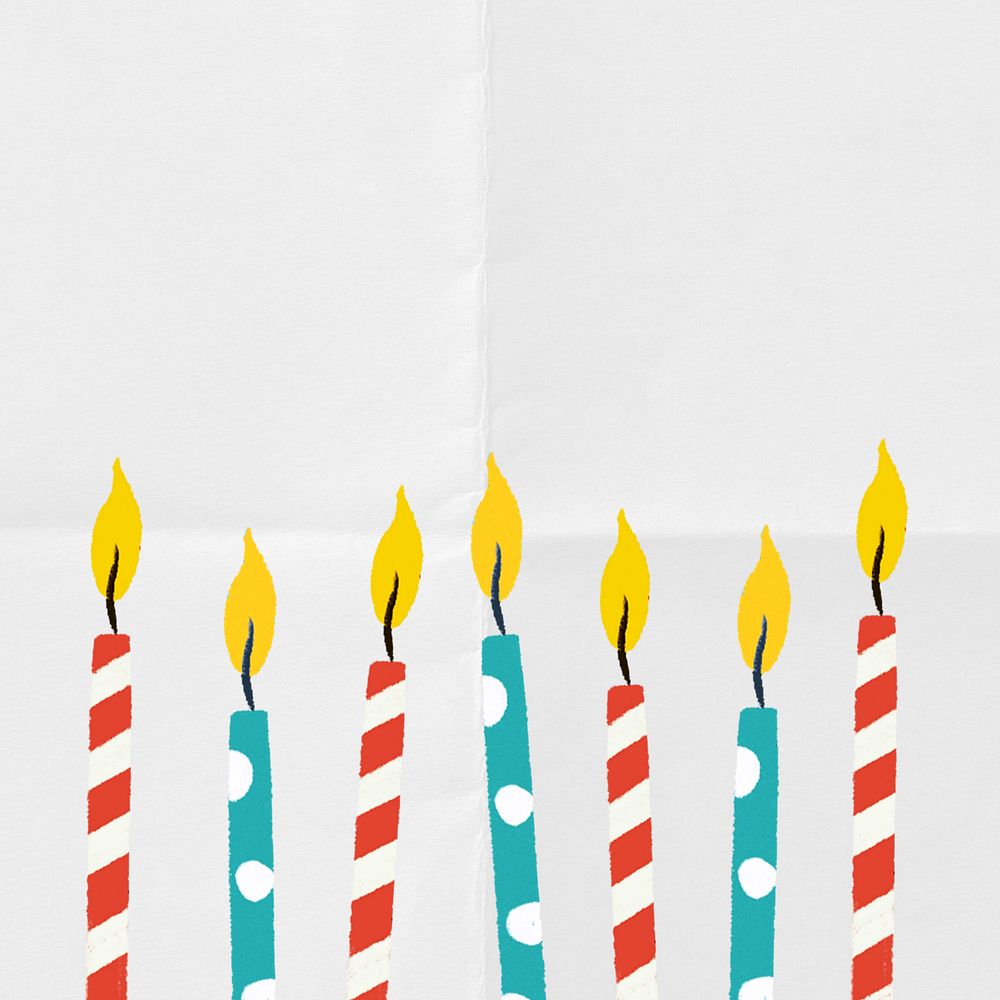 Birthday candles border, paper texture, editable party digital painting remix