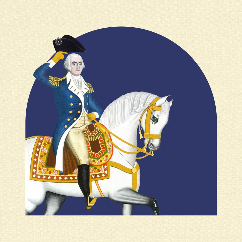 General Washington background, on a white horse, editable design. Remixed by rawpixel.