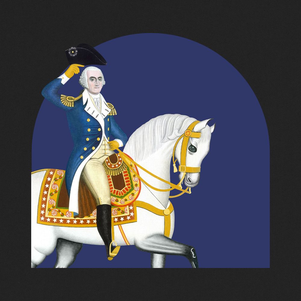 General Washington background, on a white horse, editable design. Remixed by rawpixel.