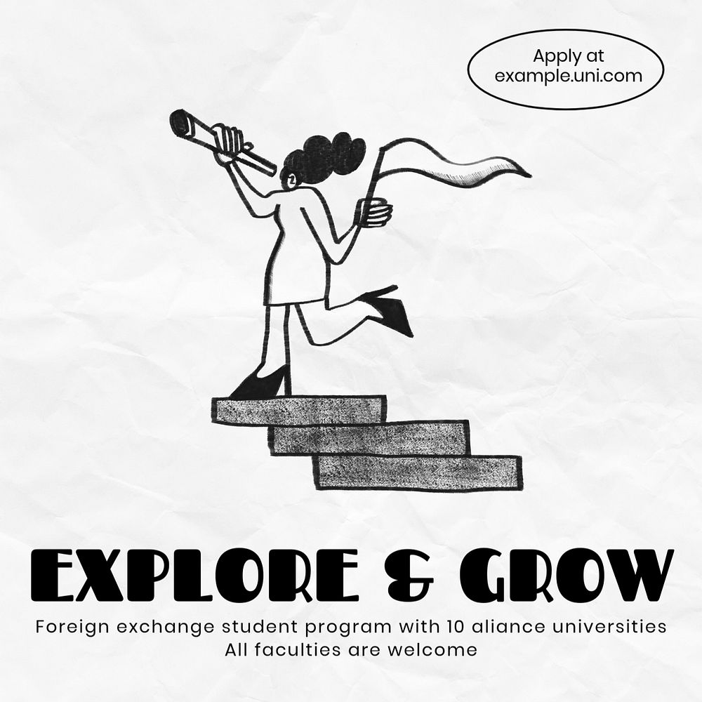 Foreign exchange student Facebook ad template, editable text & design