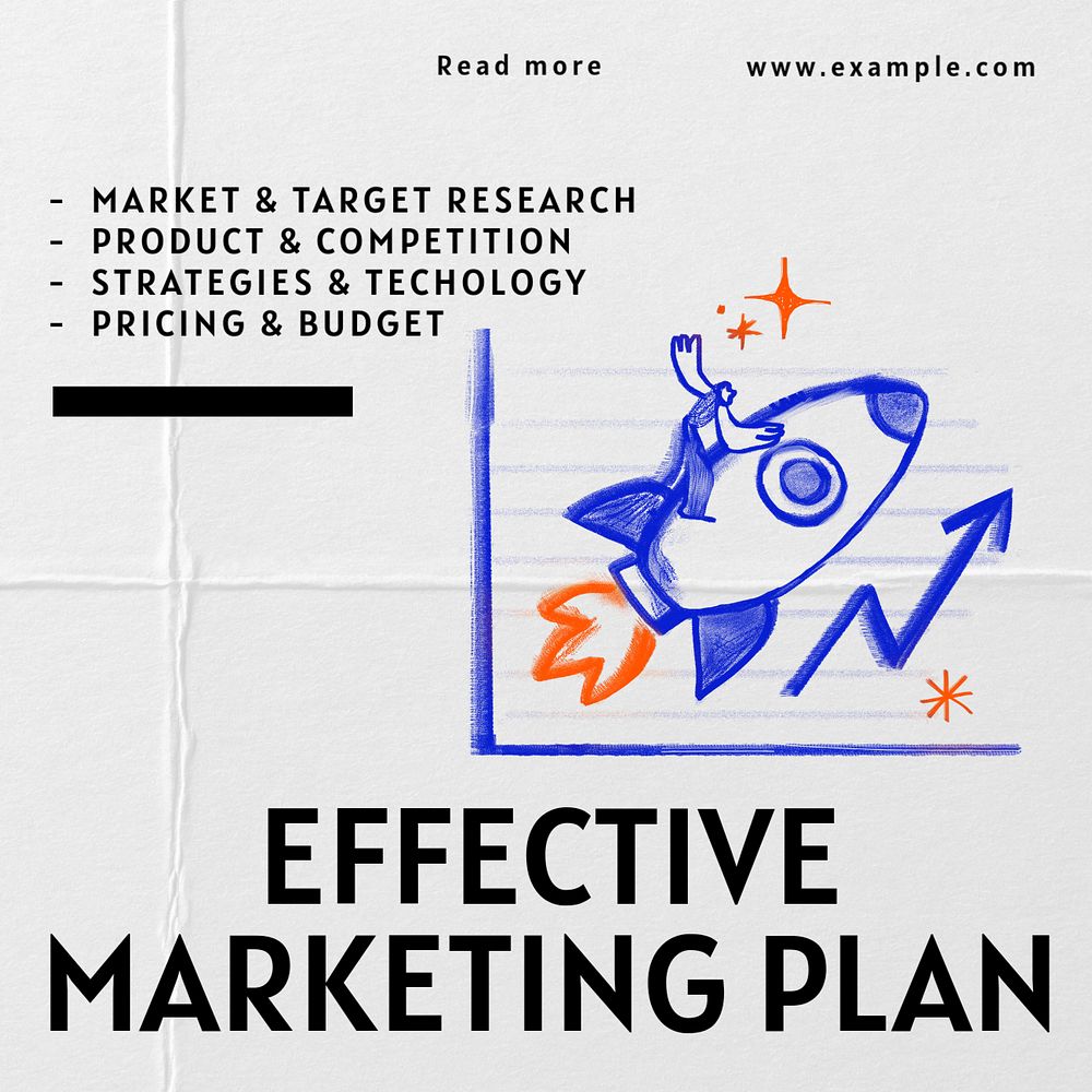 Marketing plan Facebook ad template, editable text & design