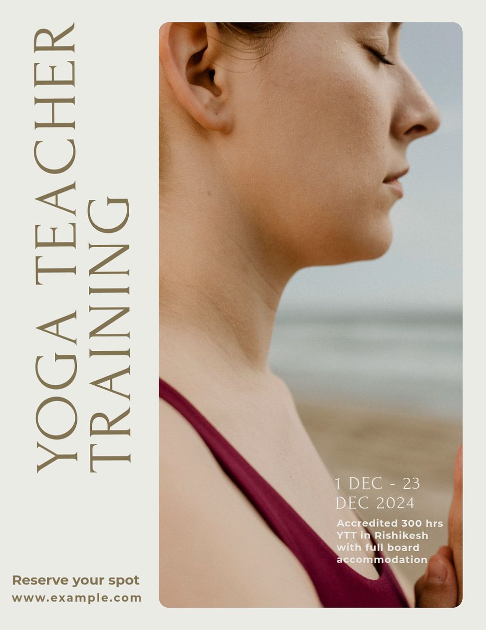 Yoga teacher training ads flyer template, editable design