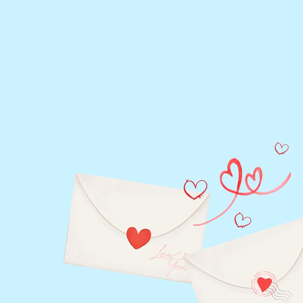 Valentine's love letters border, editable digital painting remix