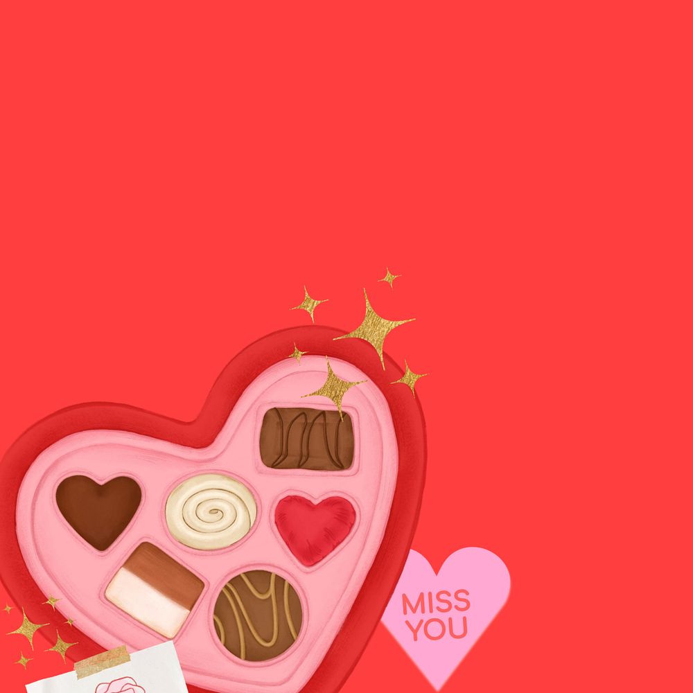 Cute Valentine's chocolate clipart, editable festive digital painting remix