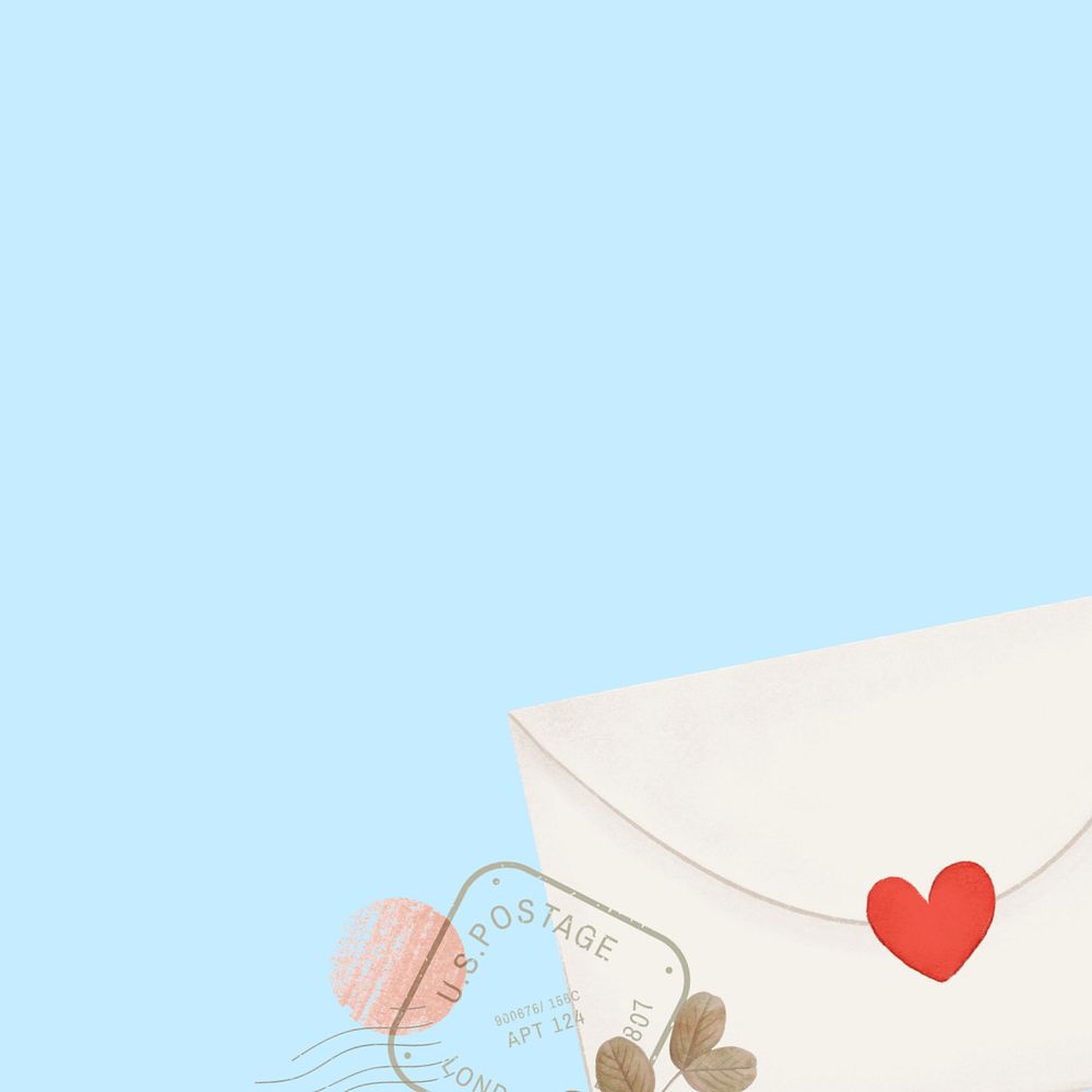 Valentine's love letter border clipart, editable festive digital painting remix