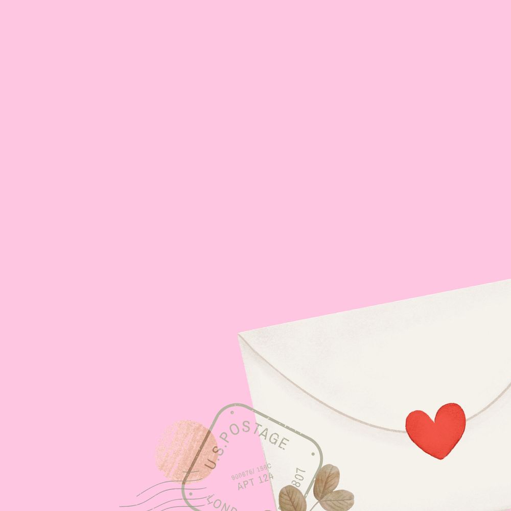 Valentine's love letter border clipart, editable festive digital painting remix