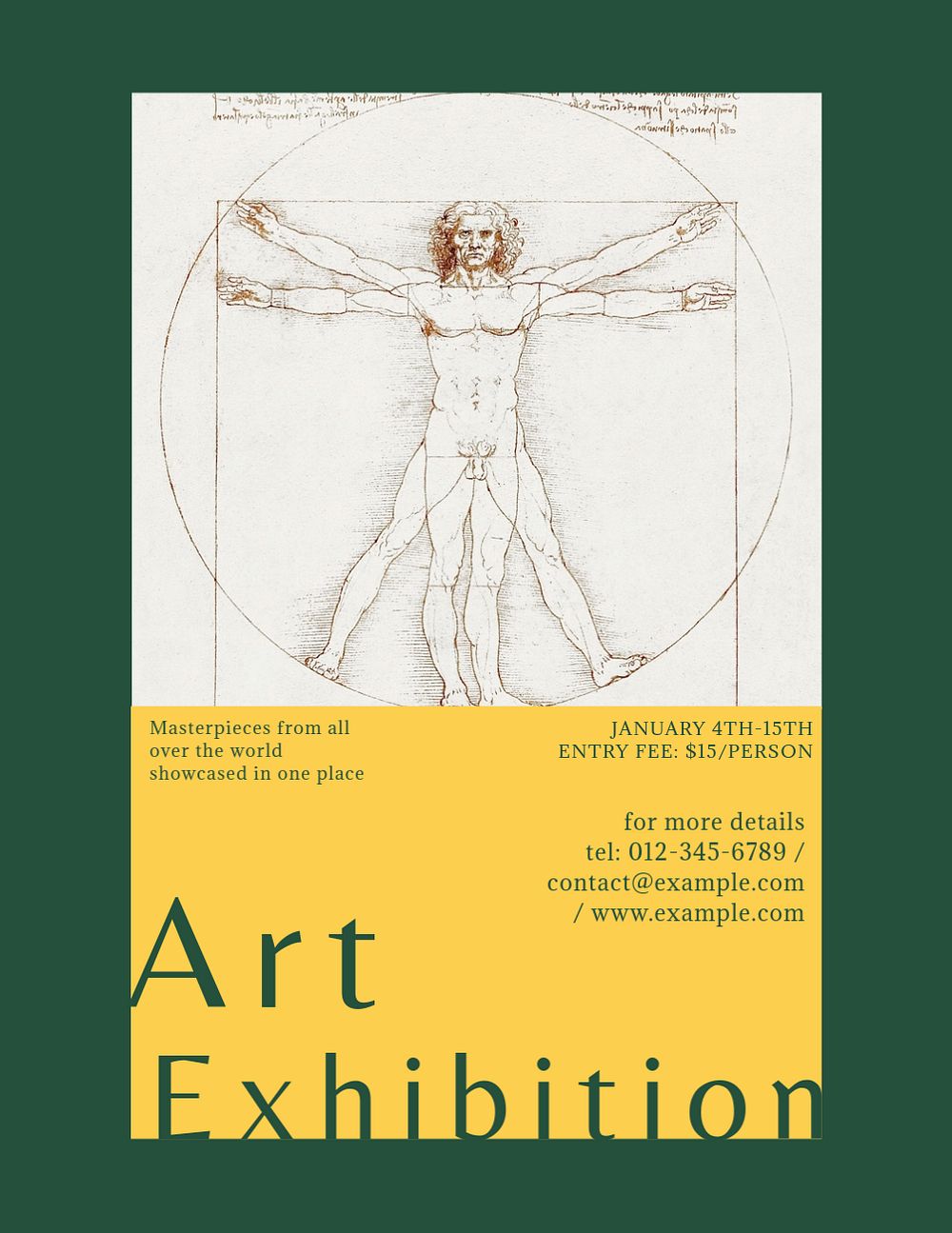 Art exhibition flyer template, editable design