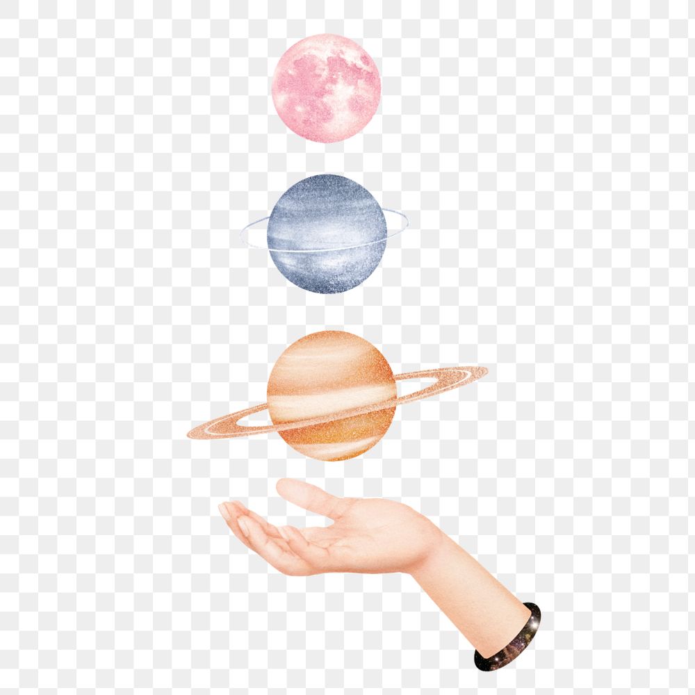 Editable space planets element, creative galaxy collage design