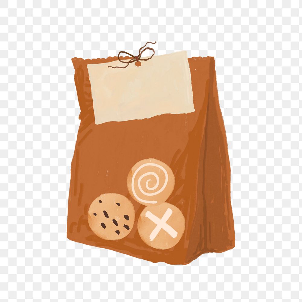 Cookie bag element, editable food collage design