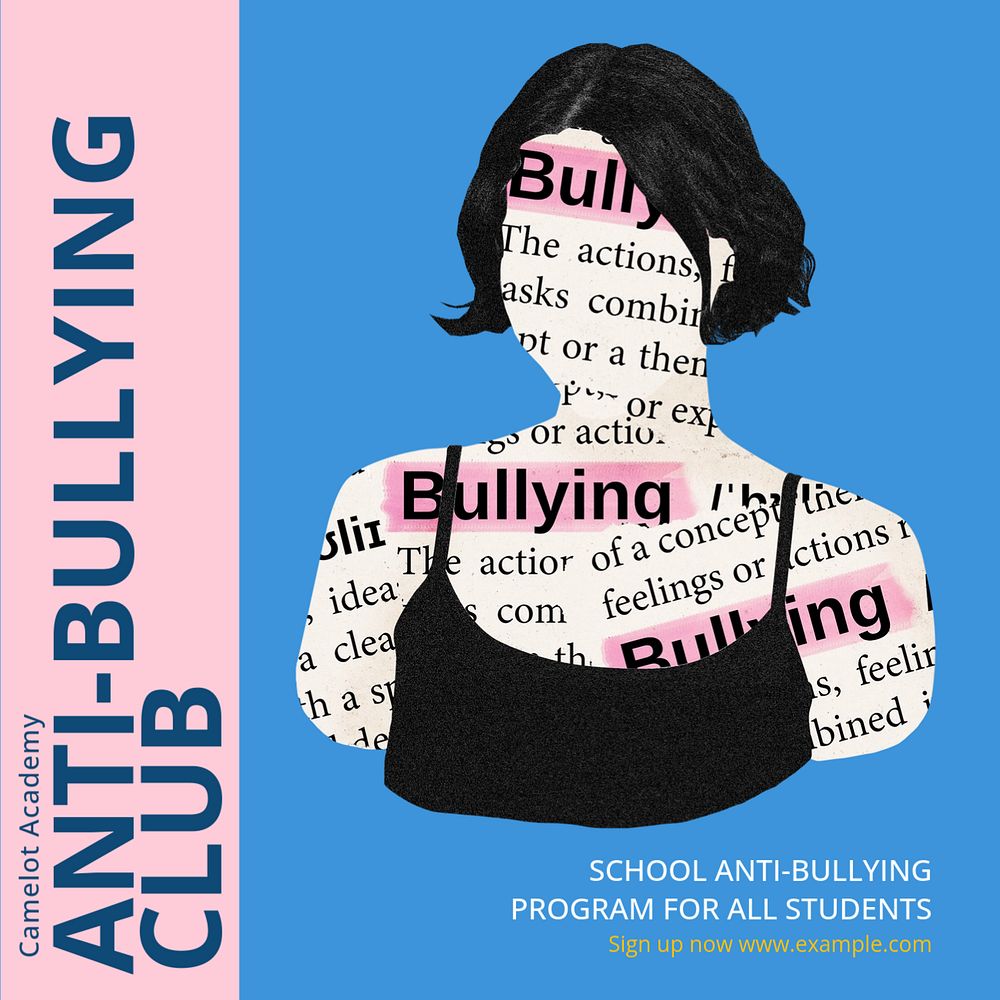 Anti-bullying club Instagram post template, editable social media design