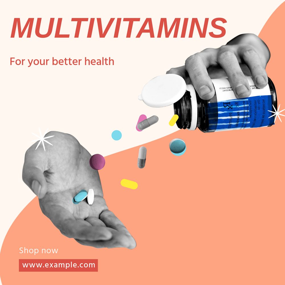 Multivitamins Instagram post template, editable social media design