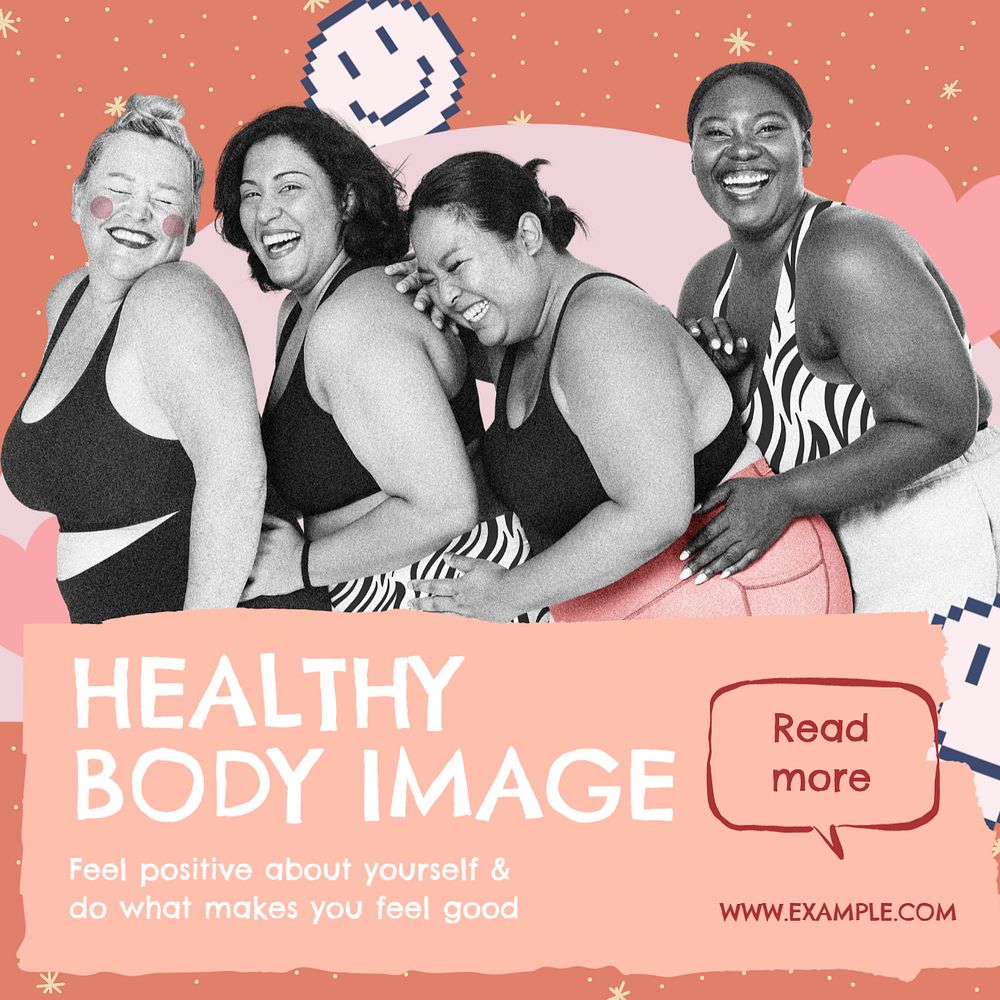 Body image Instagram post template, editable social media design