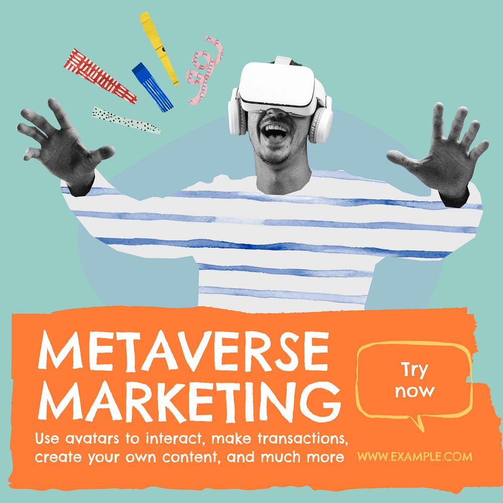 Metaverse marketing Instagram post template, editable social media design