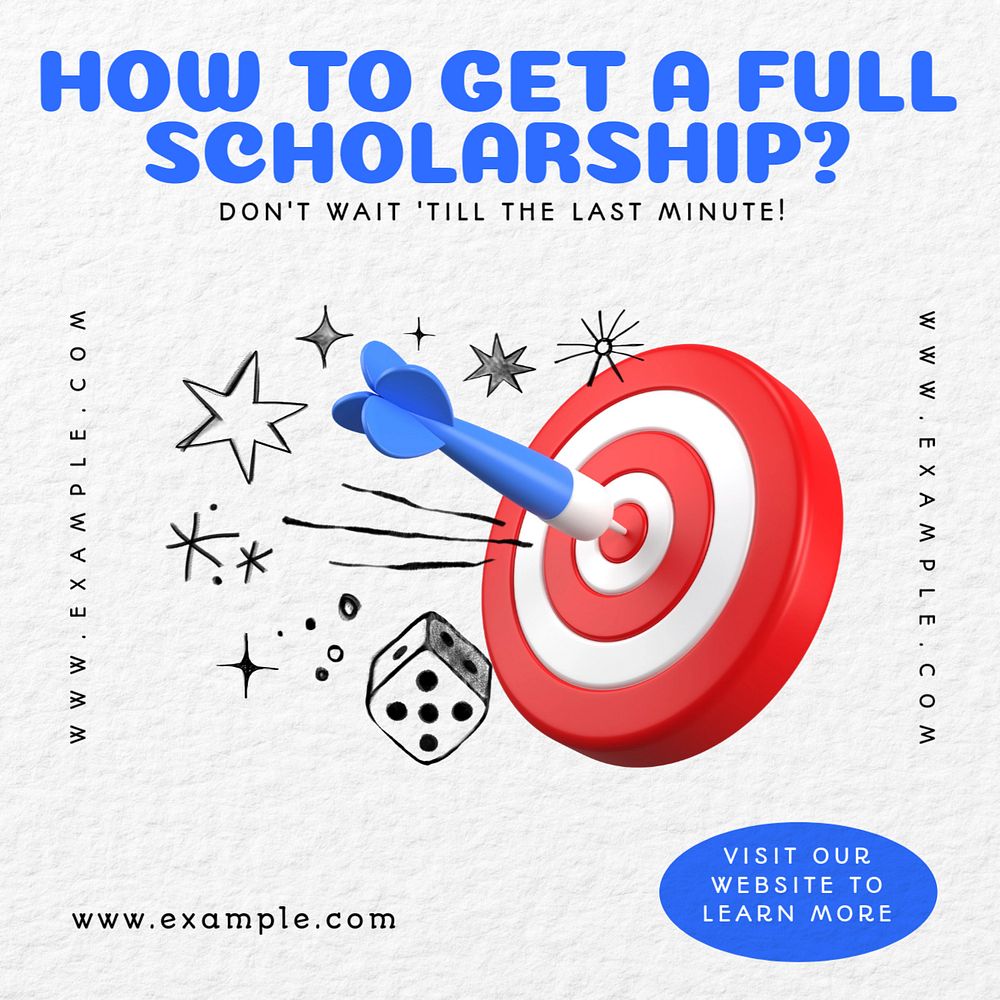 Full scholarship Facebook ad template, editable text & design