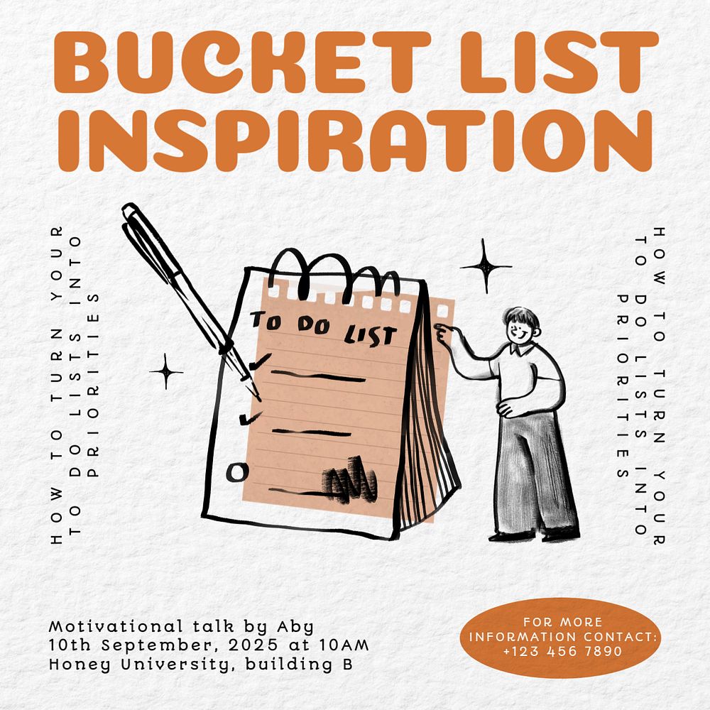 Bucket list inspiration Facebook ad template, editable text & design