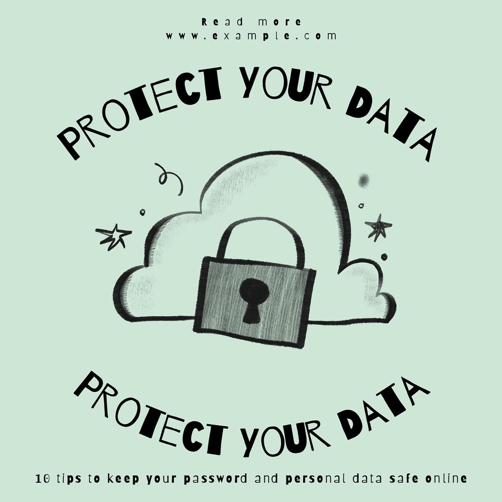 Data protection Facebook ad template, editable text & design