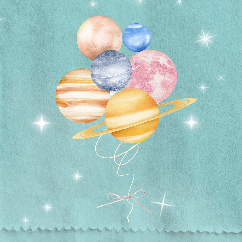 Planet balloons, editable galaxy collage design