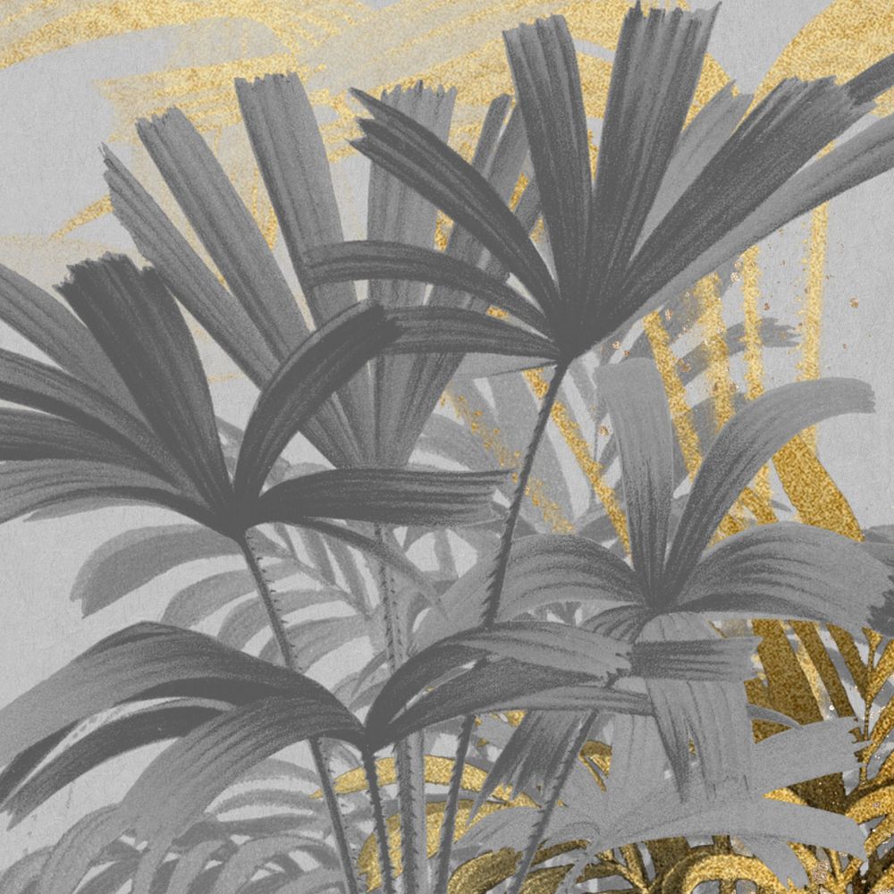 Palm trees pattern background, black and gold illustration, editable design