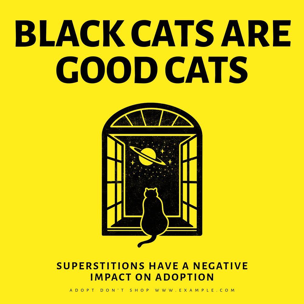 Black cats good cats Facebook ad template, editable text & design