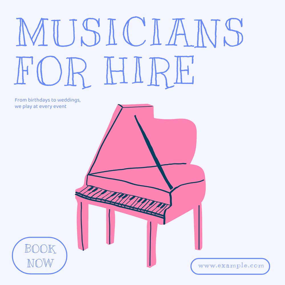 Musician for hire Facebook ad template, editable text & design