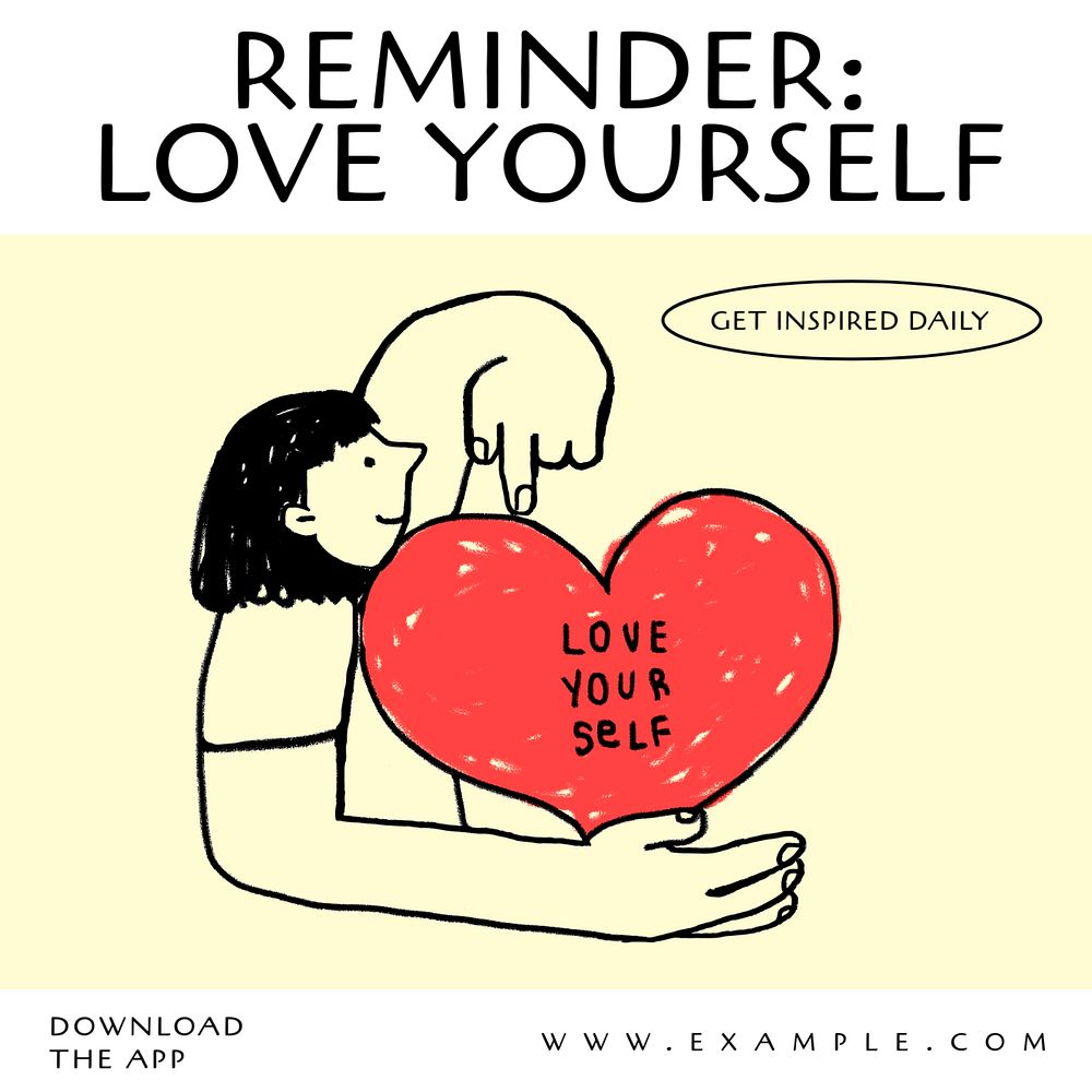 Reminder love yourself Facebook ad template, editable text & design